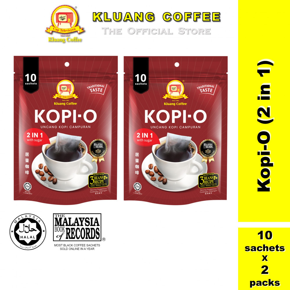 Kopi Kluang Cap Televisyen Kopi O 2 dalam 1 (10 uncang x 2 pek)