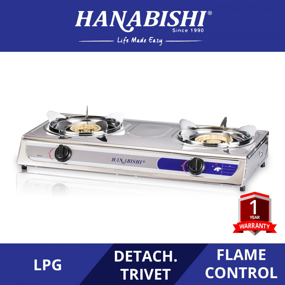 Hanabishi Double Burner Stainless Steel Gas Stove HG112