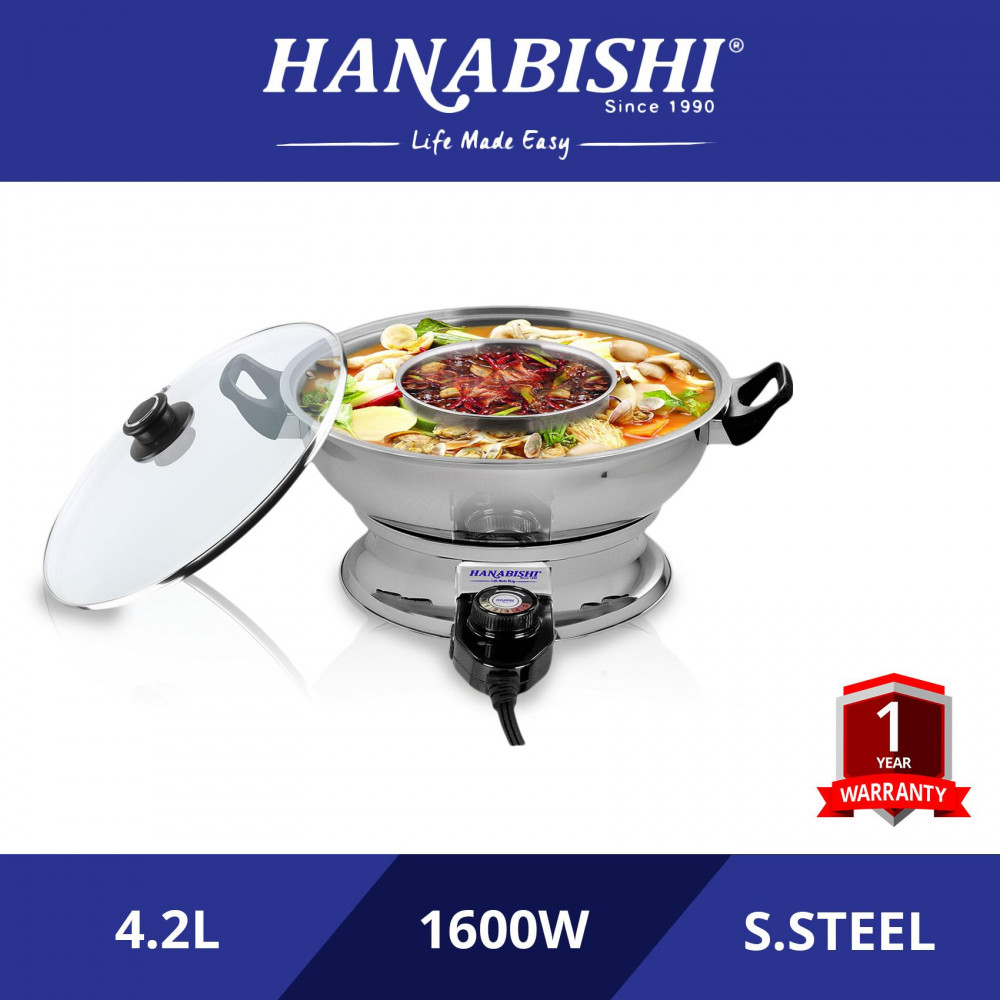 Hanabishi 2 In 1 Steamboat Stainless Steel 4.2L HA3922