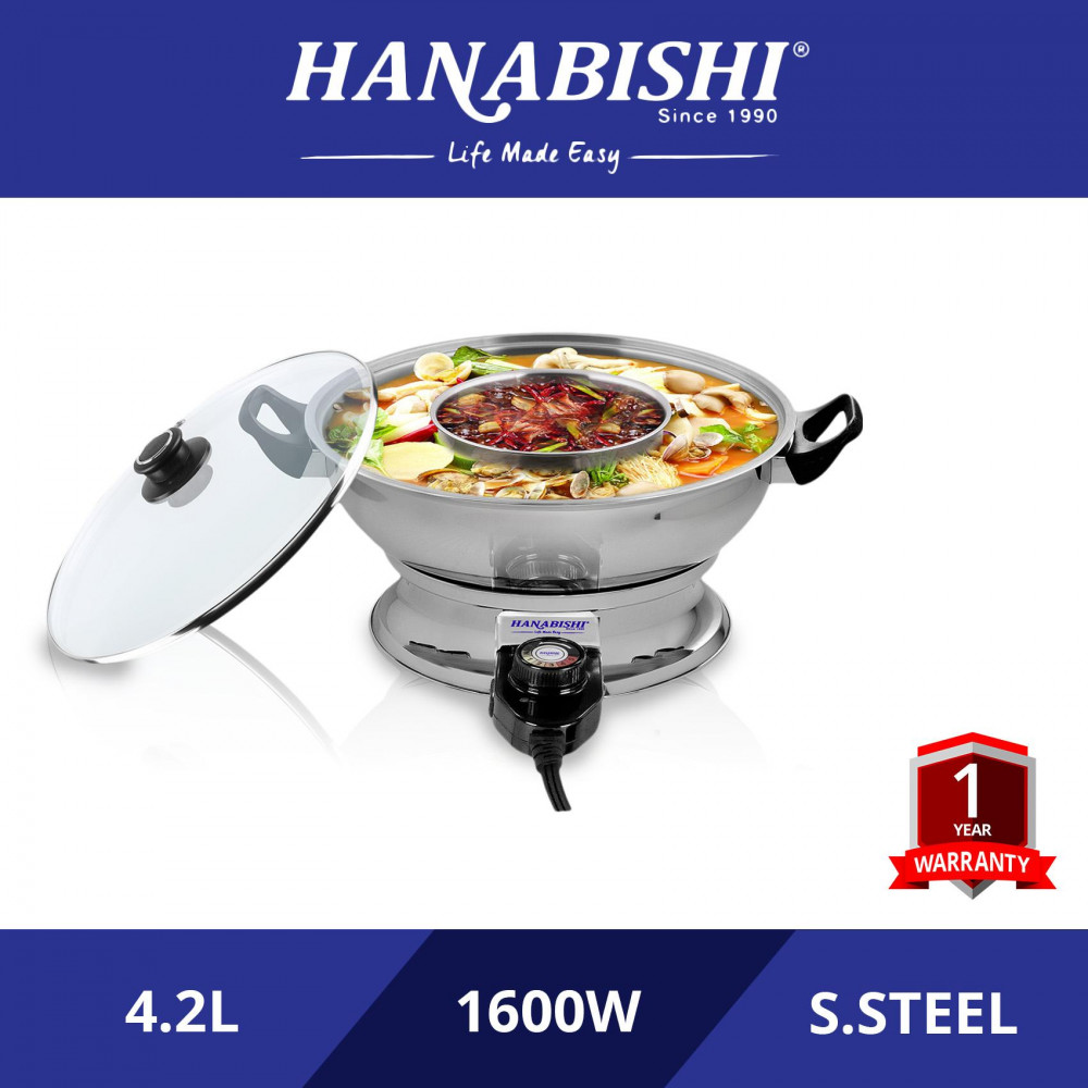 Hanabishi 2 In 1 Steamboat Stainless Steel 4.2L HA3922 Hanabishi 2 In 1 Steamboat Stainless Steel 4.2L HA3922