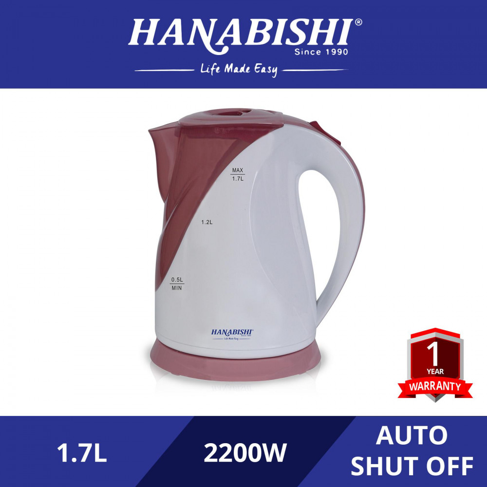Hanabishi Jug Kettle with LED 1.7L HA9830 (Maroon Red)