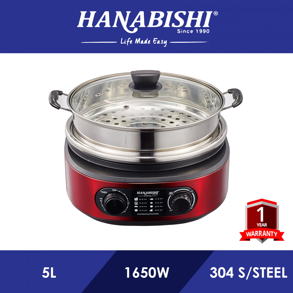 Hanabishi Multi Cooker 5L (Stainless steel & Steamer) HA1900S Hanabishi Multi Cooker 5L (Stainless steel & Steamer) HA1900S