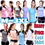 READY STOCK Women Fitness Gym Sport Breathable Tops Fast Dry T Shirt(Shirt Only)