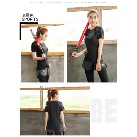 image of Women Fitness Gym T Shirt Running Sport Breathable Patchwork Tee Tops Fast Dry