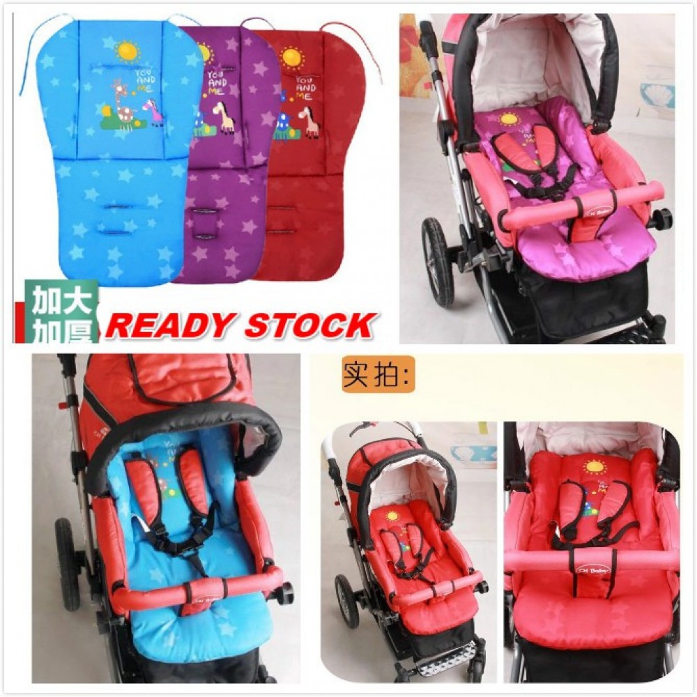 READY STOCK Universal Kids Baby Cotton Cartoon Sided Stroller Seat Pad Cushion