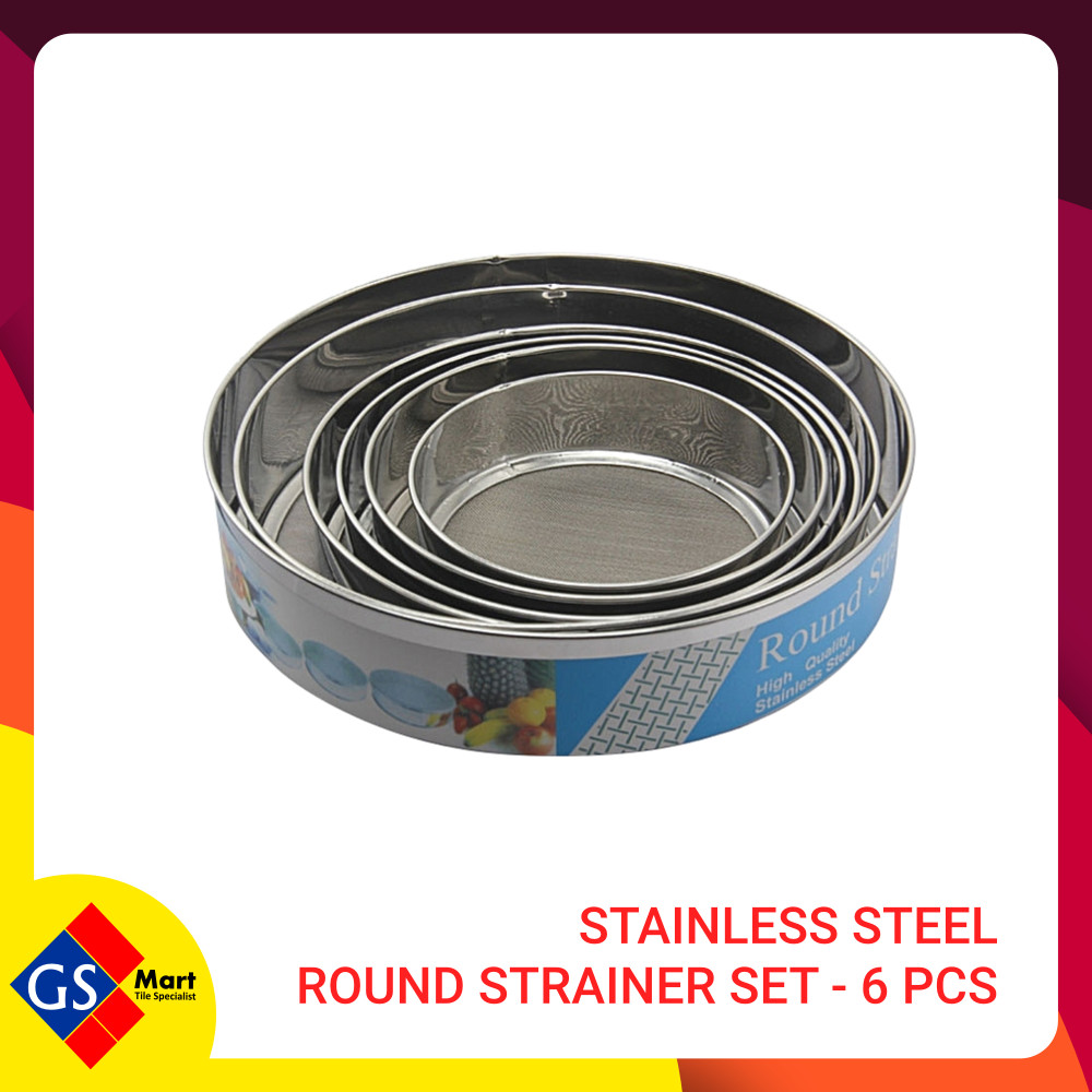 STAINLESS STEEL ROUND STRAINER SET - 6 PCS