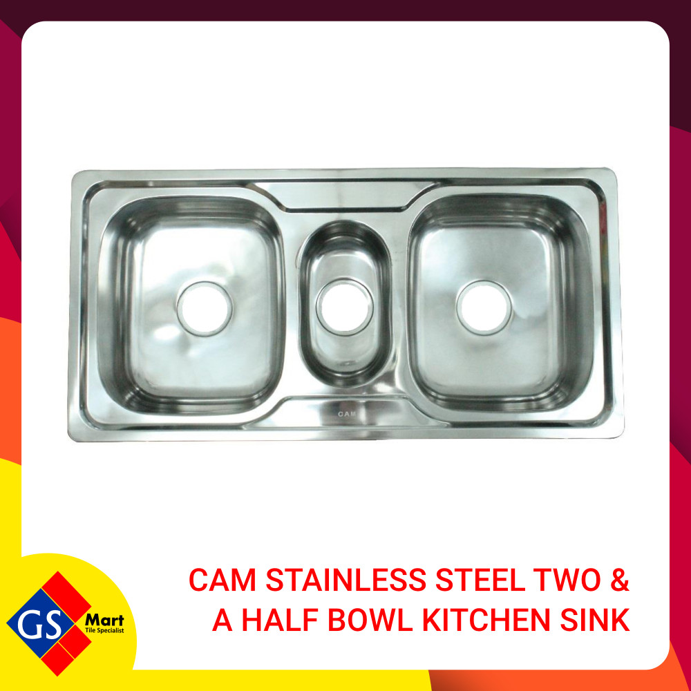 CAM Stainless Steel Two & a Half Bowl Kitchen Sink