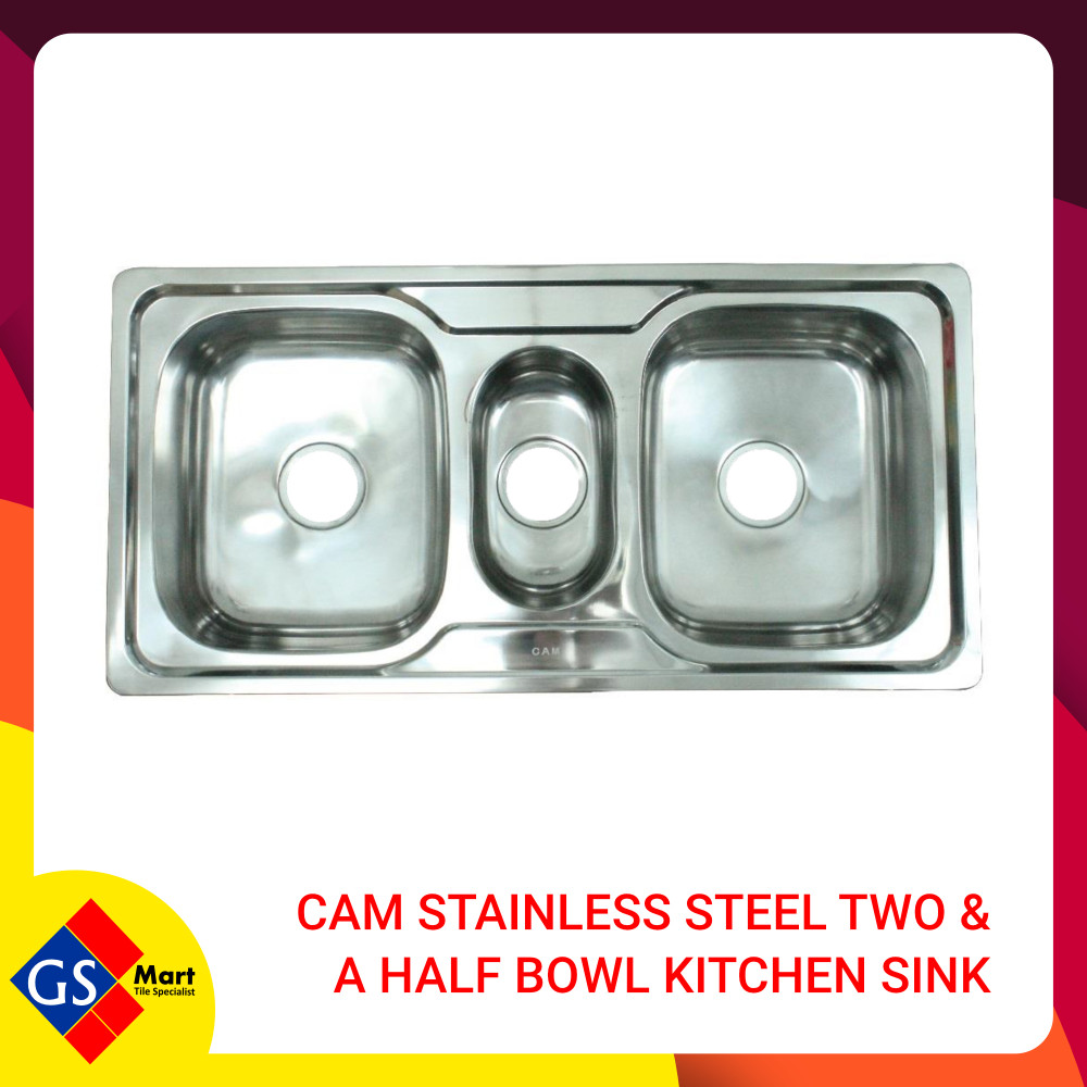 CAM Stainless Steel Two & a Half Bowl Kitchen Sink CAM Stainless Steel Two & a Half Bowl Kitchen Sink