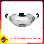 STAINLESS STEEL 42CM FRY WOK