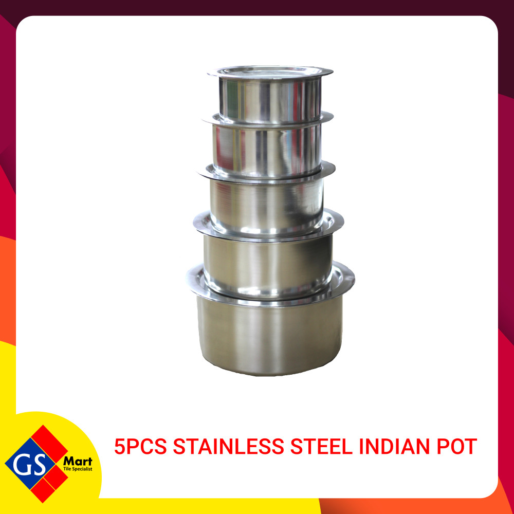 5pcs STAINLESS STEEL INDIAN POT