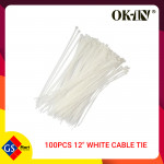 100PCS 12" WHITE CABLE TIE