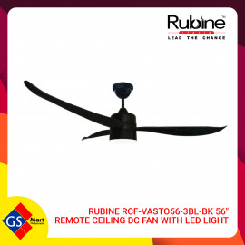 image of RUBINE RCF-VASTO 56-3BL-BK 56" REMOTE CEILING DC FAN WITH LED LIGHT