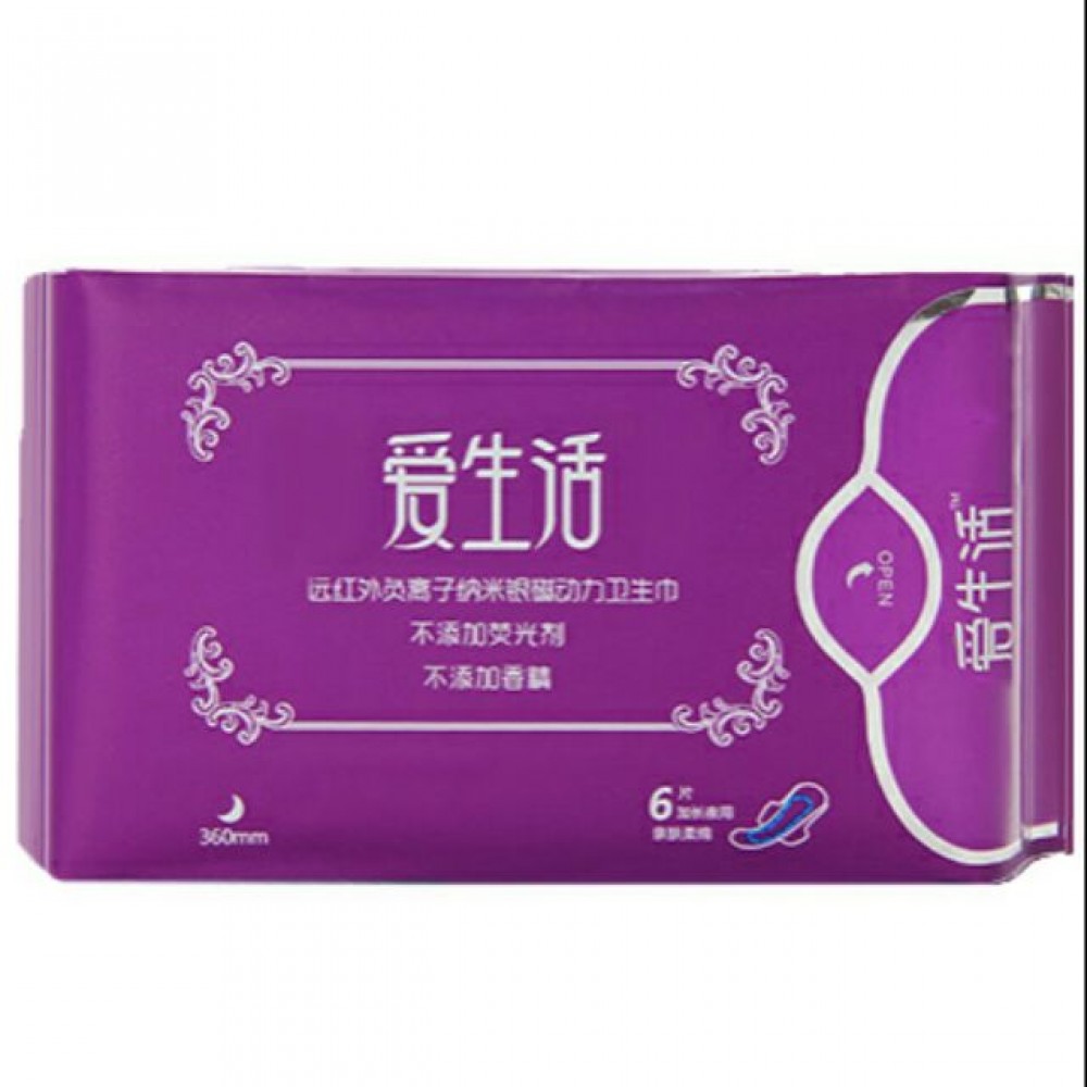 sanitary pads 6 pcs (heavy flow ) Disposable Napkin负离子卫生棉 sanitary pads 6 pcs (heavy flow ) Disposable Napkin负离子卫生棉