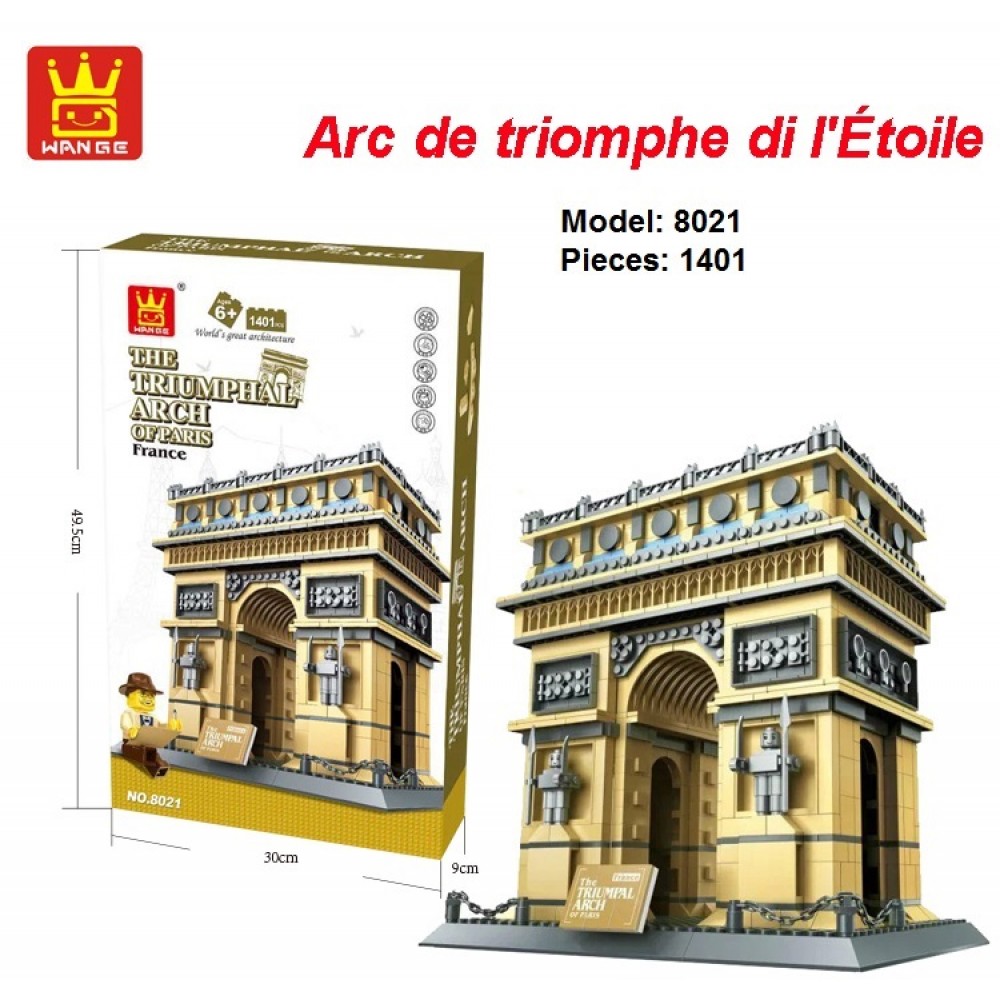 Wange 8021 PARIS RRIUMPHAL ARCH Structure Building Blocks Set  1401PCS