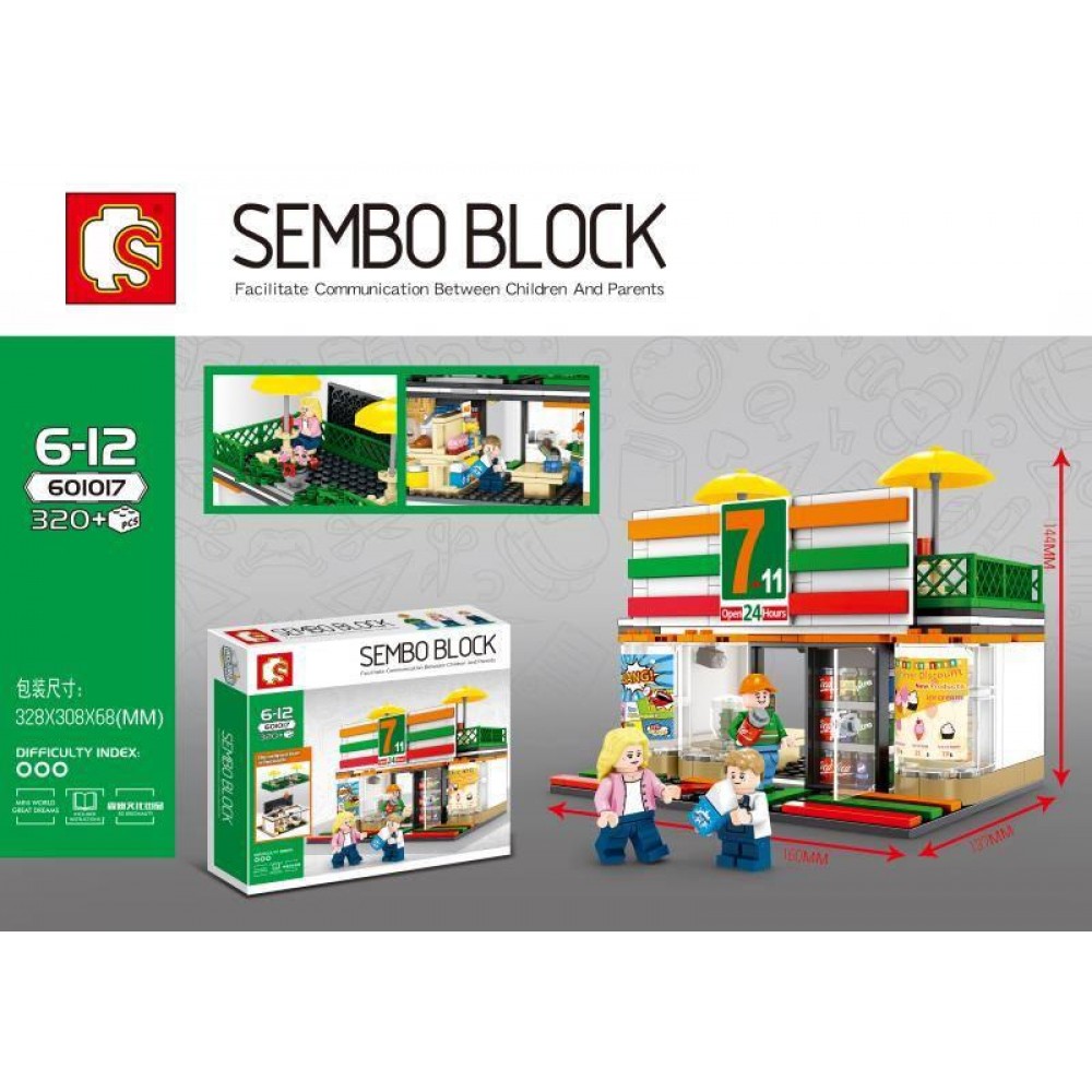 SEMBO BLOCK 601017 7-11 Seven Eleven Shop 320 pcs SEMBO BLOCK 601017 7-11 Seven Eleven Shop 320 pcs