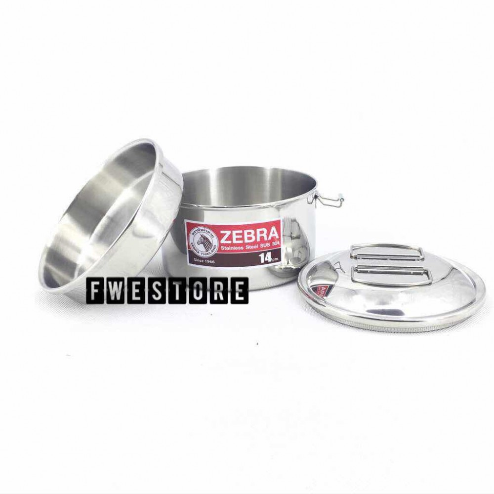 (100% Original) Zebra Stainless Steel 14cm Round Lunch Box With Inner Tray (100% Original) Zebra Stainless Steel 14cm Round Lunch Box With Inner Tray