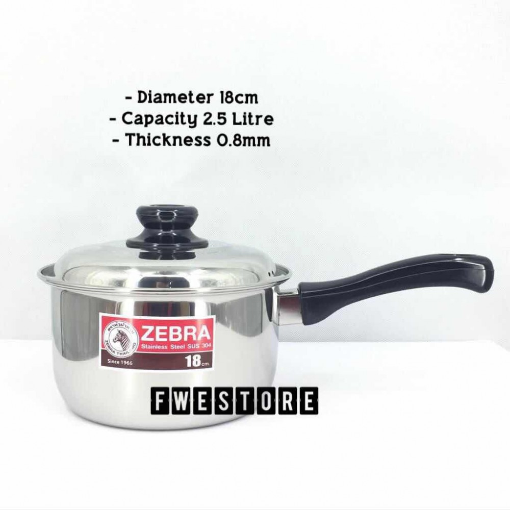 (100% Original) Zebra Stainless Steel 18cm Sauce Pan - Carry (100% Original) Zebra Stainless Steel 18cm Sauce Pan - Carry