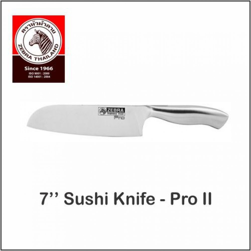 (100% Original) Zebra Stainless Steel 7" Sushi Knife - Pro II (100% Original) Zebra Stainless Steel 7" Sushi Knife - Pro II