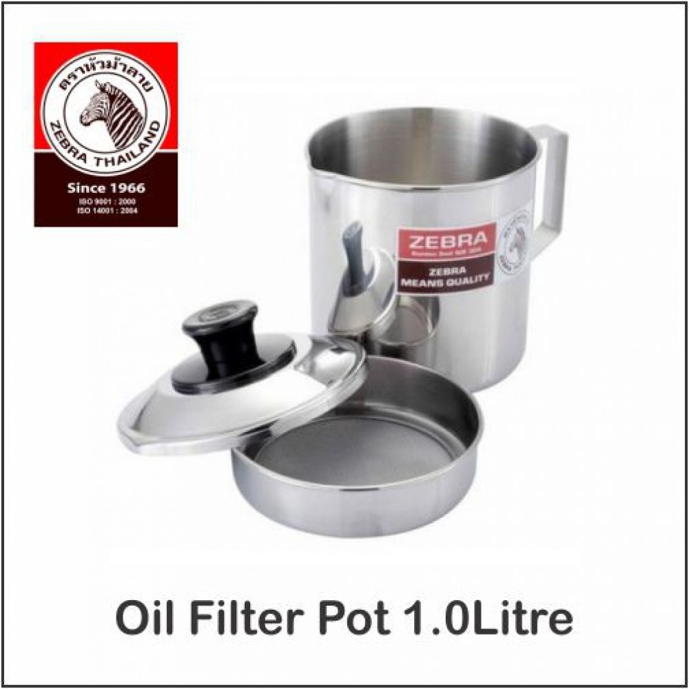 (100% Original) Zebra Stainless Steel Oil Filter Pot With Spout 1Litre (100% Original) Zebra Stainless Steel Oil Filter Pot With Spout 1Litre