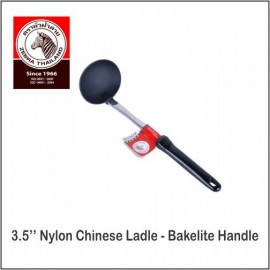 image of (100% Original) Zebra Stainless Steel 3.5" Nylon Chinese Ladle - Bakelite Handle