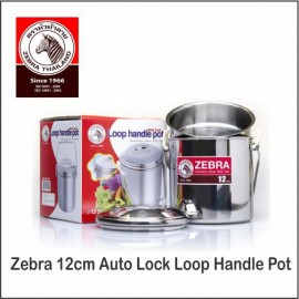 image of (100% Original) Zebra Stainless Steel Auto Lock Loop Handle Pot (12/14/16cm)
