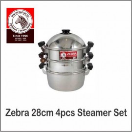 image of (100% Original) Zebra Stainless Steel 4pcs Steamer Set (28/32cm)