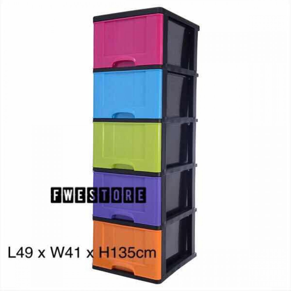 Century 5 Tier Plastic Drawer / Cabinet / Storage Cabinet Multi Color B9650MC Century 5 Tier Plastic Drawer / Cabinet / Storage Cabinet Multi Color B9650MC