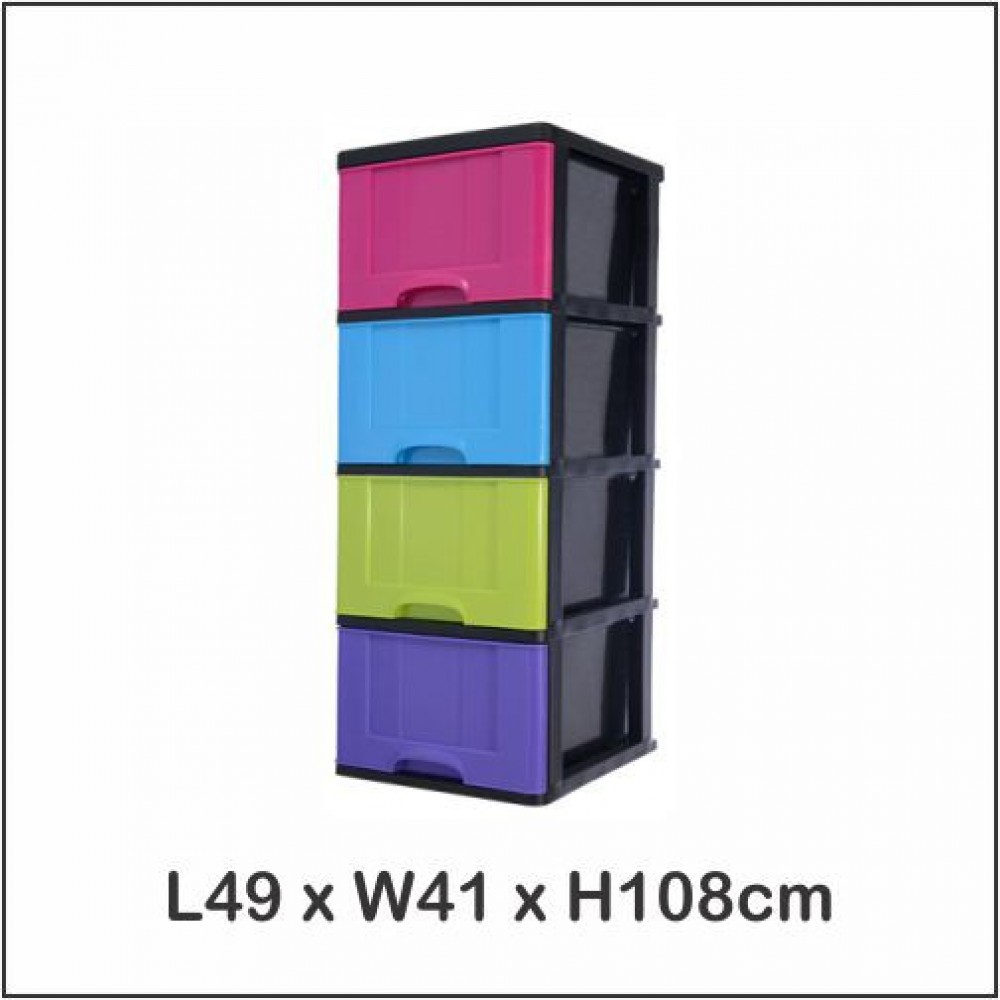 Century 4 Tier Plastic Drawer / Cabinet / Storage Cabinet Multi Color B9640MC Century 4 Tier Plastic Drawer / Cabinet / Storage Cabinet Multi Color B9640MC