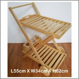 image of Assembled Trolley / Kitchen Trolley / Restaurant Trolley Pine Wood