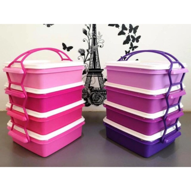 Tupperware Goody Box With Cariolier (4) 790ml Tupperware Goody Box With Cariolier (4) 790ml