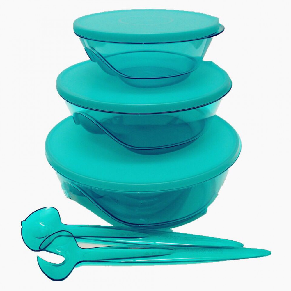 Tupperware Stackable (3) with Spoon & Fork Tupperware Stackable (3) with Spoon & Fork