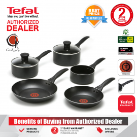 image of PREMIUM Tefal Easy Care 5 piece Non Stick Cookware Set Frypan Pot Pan with Lids B179A5DI