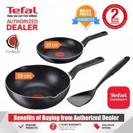 image of PREMIUM Tefal Super Cook 3 piece Non Stick Set 28cm Deep Frypan + 20cm Frypan + Spatula