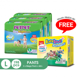 image of PetPet DayNight Pants Mega Pack, L size(3 packs) FOC BabyLove Playpants Regular Pack