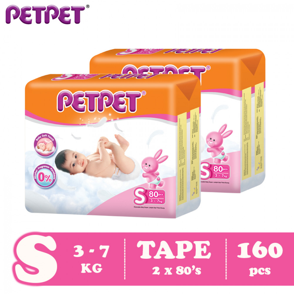 Petpet Tape Diaper Mega Pack -2 pack ( S160 /M144/L120/XL96) Petpet Tape Diaper Mega Pack -2 pack ( S160 /M144/L120/XL96)
