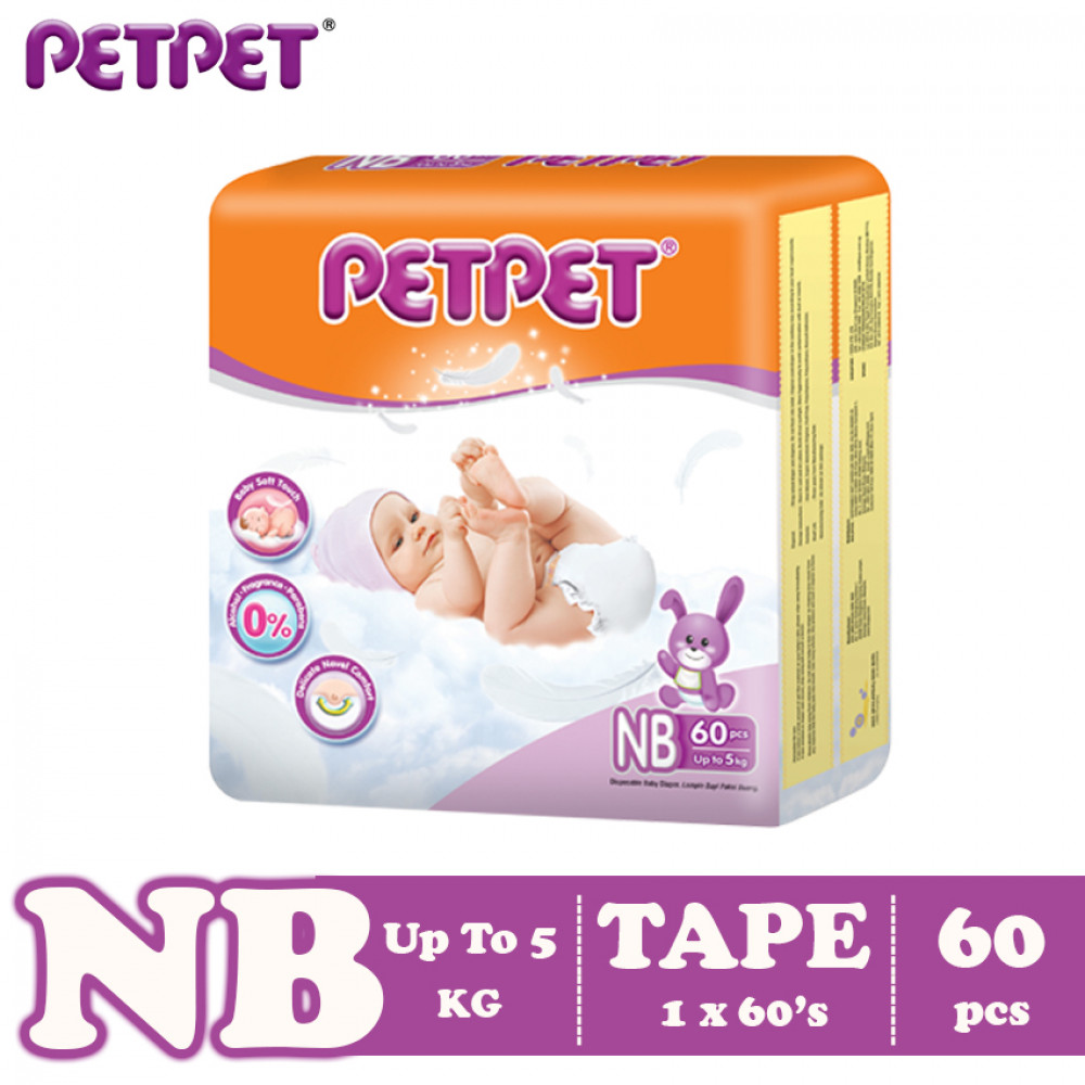 Petpet Tape Diaper Jumbo Pack (NB60 /S56/M48/L40/ XL32) Petpet Tape Diaper Jumbo Pack (NB60 /S56/M48/L40/ XL32)