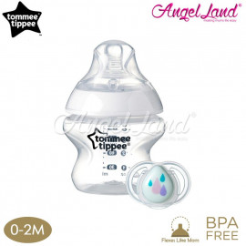 image of Tommee Tippee Closer To Nature Bottle 150ml/5oz With Soother 0-2m - 422636/38