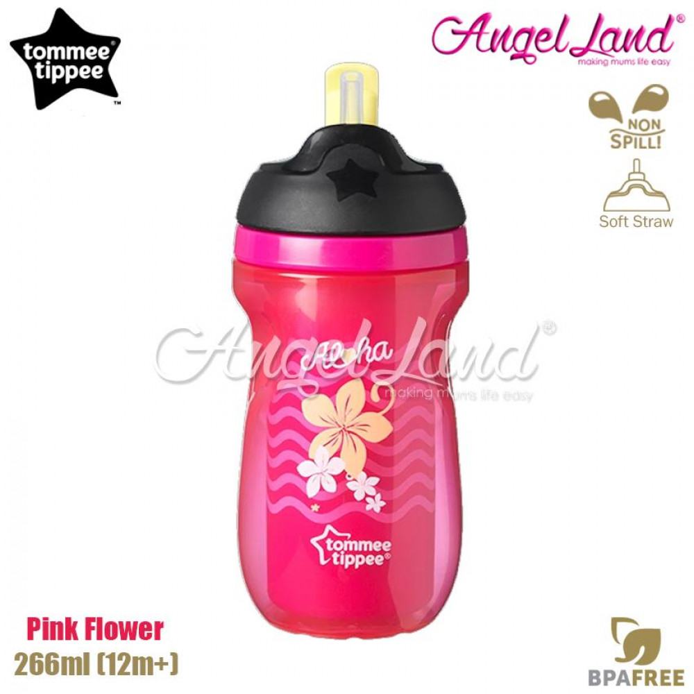 Tommee Tippee Insulated Straw Cup 266ml (12m+) Pink Flower Tommee Tippee Insulated Straw Cup 266ml (12m+) Pink Flower