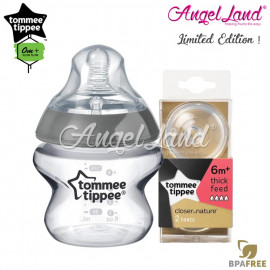 image of Tommee Tippee CTN Tinted Bottle 150ml/5oz + Tommee Tippee CTN Teat - Silver 422535/38 + Y Flow 422142/38