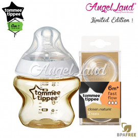 image of Tommee Tippee CTN Tinted Bottle 150ml/5oz + Tommee Tippee CTN Teat - Gold 422534/38 + Fast Flow 421124/38