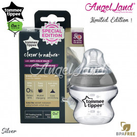 image of Tommee Tippee Closer To Nature Tinted Bottle 150ml/5oz - Silver