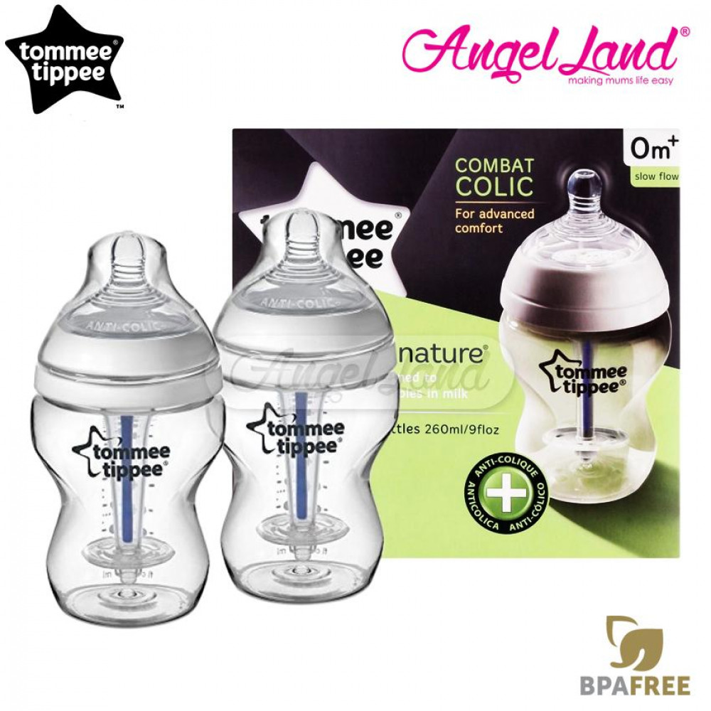 Tommee Tippee Closer To Nature Anti Colic Plus Twin Pack Bottles - 260ml/9oz Clear 422525/38 Tommee Tippee Closer To Nature Anti Colic Plus Twin Pack Bottles - 260ml/9oz Clear 422525/38