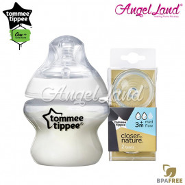 image of Tommee Tippee Closer To Nature PP Bottle 150ml 421111/38 + Tommee Tippee CTN Teat (2pcs/pack) 150ml / 5oz 421111/38 + Medium Flow 421122/38