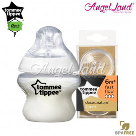 image of Tommee Tippee Closer To Nature PP Bottle 150ml 421111/38 + Tommee Tippee CTN Teat (2pcs/pack) 150ml / 5oz 421111/38 + Fast Flow 421124/38
