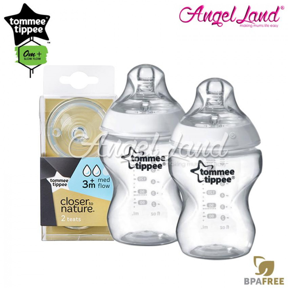 Tommee Tippee Closer To Nature PP Bottle 260ml/9oz Twin Pack-422112/38 + Tommee Tippee Closer To Nature Teat (2pcs/pack) Medium Flow 421122/38 Tommee Tippee Closer To Nature PP Bottle 260ml/9oz Twin Pack-422112/38 + Tommee Tippee Closer To Nature Teat (2pcs/pack) Medium Flow 421122/38