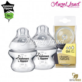 image of Tommee Tippee Closer To Nature PP Bottle 150ml / 5oz Twin Pack - 422100/38 + Tommee Tippee CTN Teat (2pcs/pack) Vari Flow 422140/38