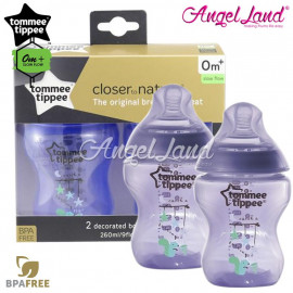 image of Tommee Tippee Closer To Nature Tinted Bottle Design 260ml/9oz Twin Pack - Purplish 422589/38