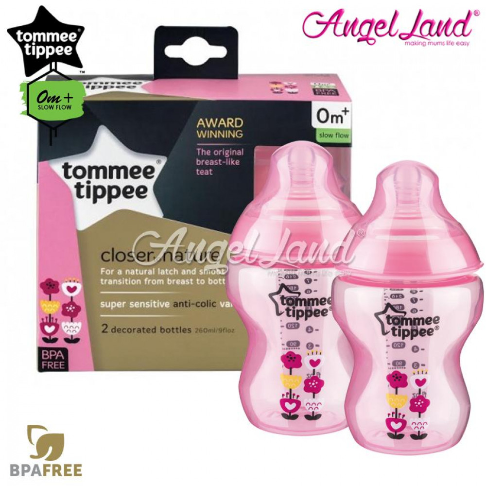 Tommee Tippee Closer To Nature Tinted Bottle Design 260ml/9oz Twin Pack - Pink 422581/38 Tommee Tippee Closer To Nature Tinted Bottle Design 260ml/9oz Twin Pack - Pink 422581/38
