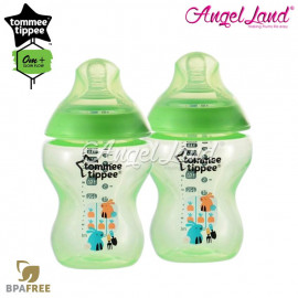 image of Tommee Tippee Closer To Nature Tinted Bottle Design 260ml/9oz Twin Pack - Lime Green 422582/38
