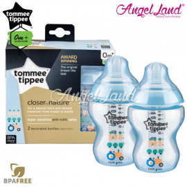 image of Tommee Tippee Closer To Nature Tinted Bottle Design 260ml/9oz Twin Pack - Black 422585/38